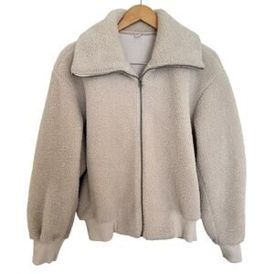 Uniqlo Cream Sherpa Fleece Teddy Zip Bomber Jacket Large Gorpcore Athleisure